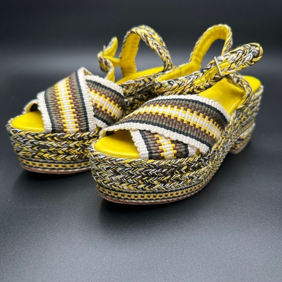 Antolina Paris Woven Platform Sandals Yellow Multicolor Size 10.5 - Picture 1 of 11